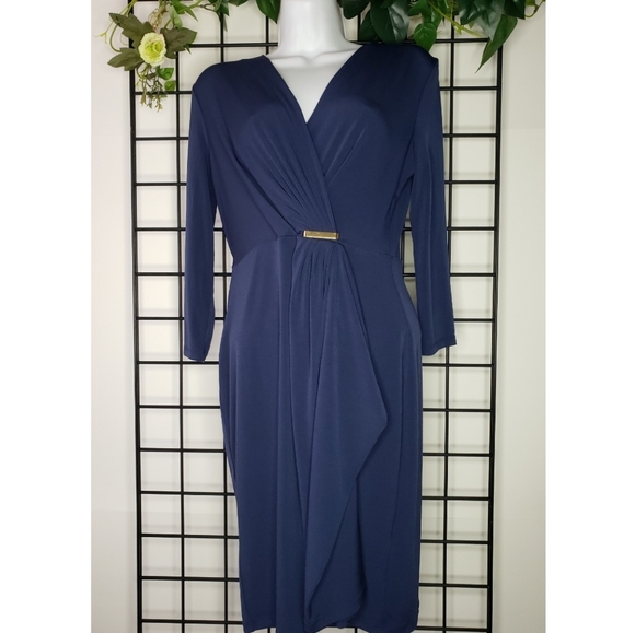 Charter Club Navy Blue Modern Chic Wrap Dress - Picture 1 of 9